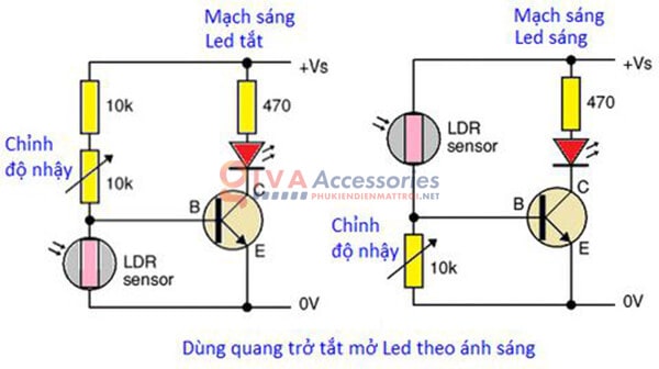 mạch dùng quang trở bật tắt đènmạch dùng quang trở bật tắt đèn