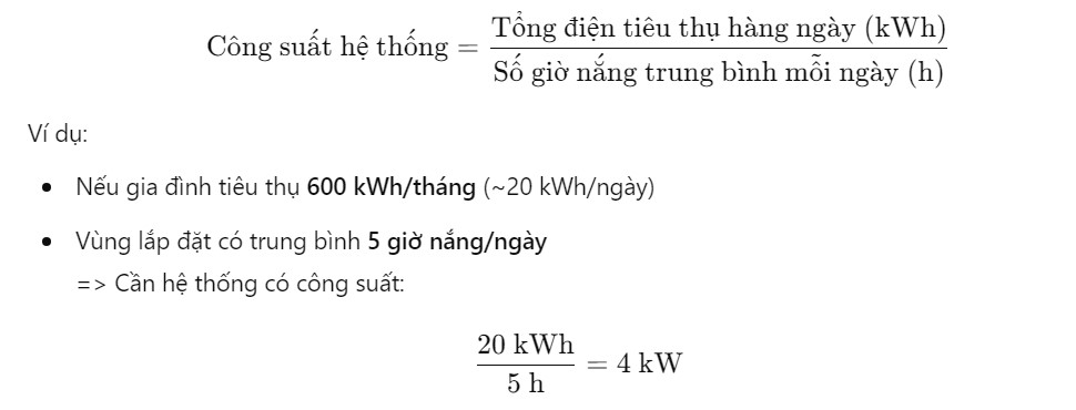 Công Suất Cần Thiết Cho Gia Đình